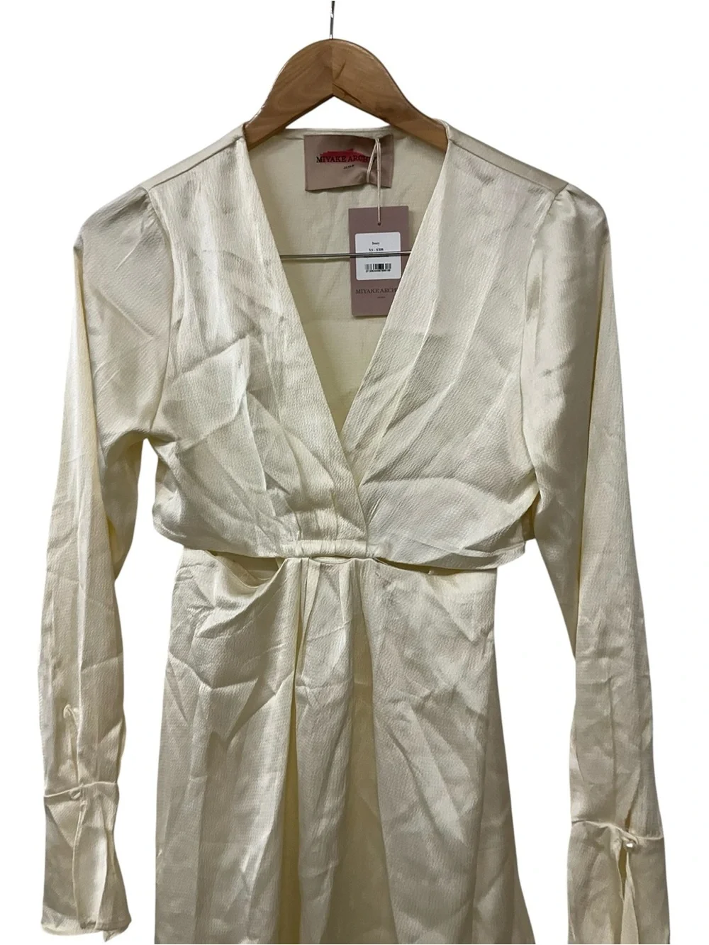 Miyake Archive Cream Satin Cutout Dress XS